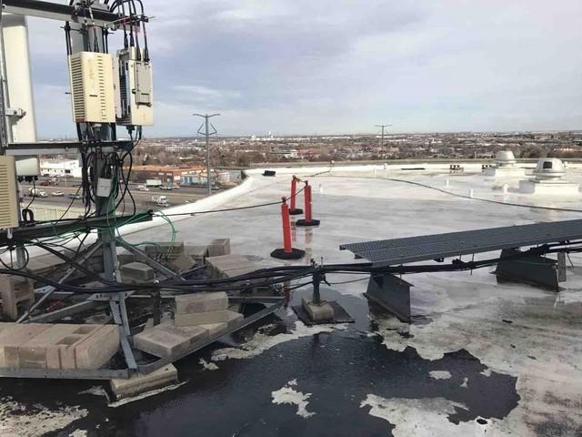 Ponding issues on the old TPO roof.